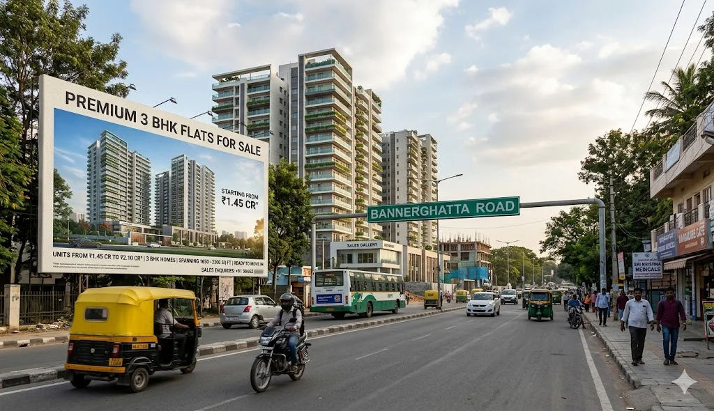 Pricing and layout for a 3 BHK luxury apartment in the Godrej Bannerghatta forest-themed township on Bannerghatta Main Road.